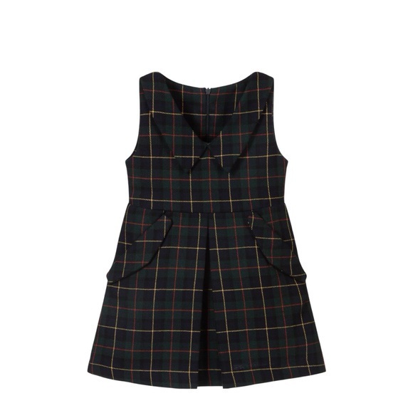 Lapin House Blue & Green Tartan Plaid Collared Wool Blend Dress Size 10‎